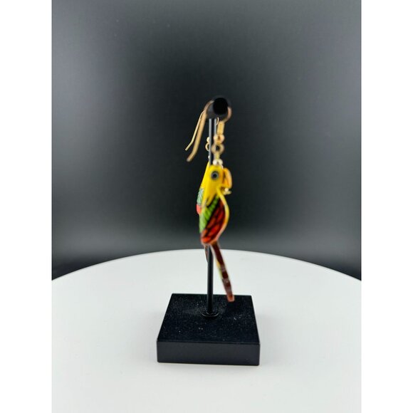 Hand-Painted Parrot Earrings – Vibrant & Unique Tropical Bird Design - Picture 4 of 6